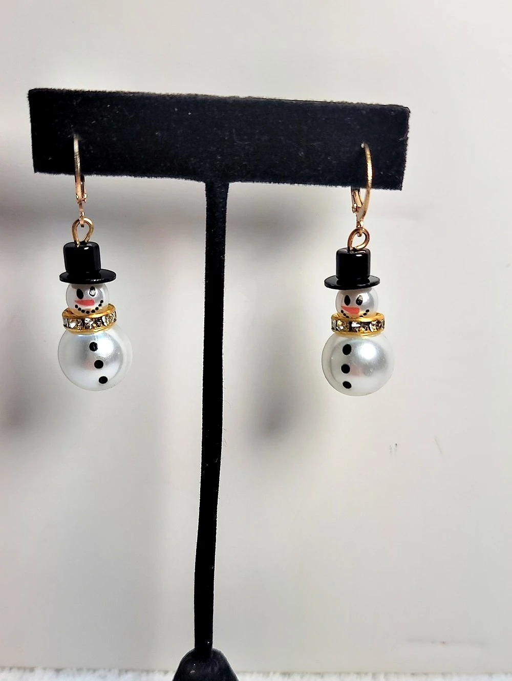 Kyle Jax Designs Snowman Huggie Earrings Snowman Earrings White & Gold NWT